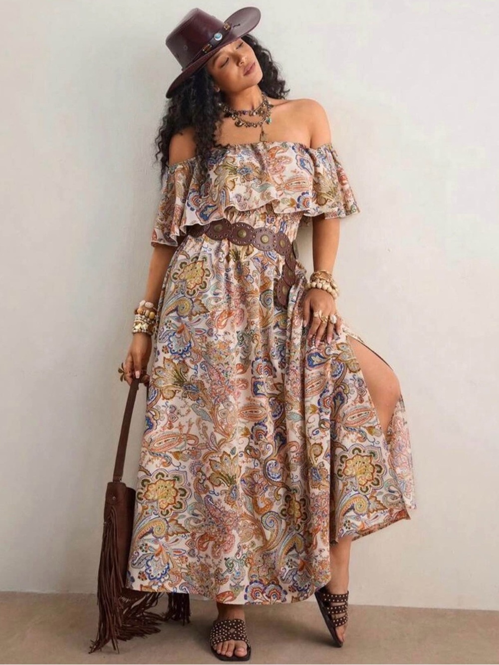 💫SHEIN💫  ** Size 1XL or 14/16** Off Shoulder Boho Dress